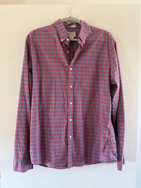 J. Crew Men's Check Button-Down Shirt - Red & Blue
